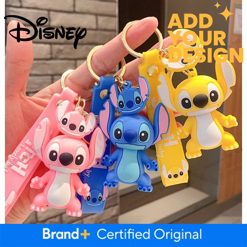 Designer Disney New Anime Keychain Cartoon Lilo & Stitch Cute Doll Keyring Ornament Key Chain Decoration Kids Toys Gifts Luxury 7f012