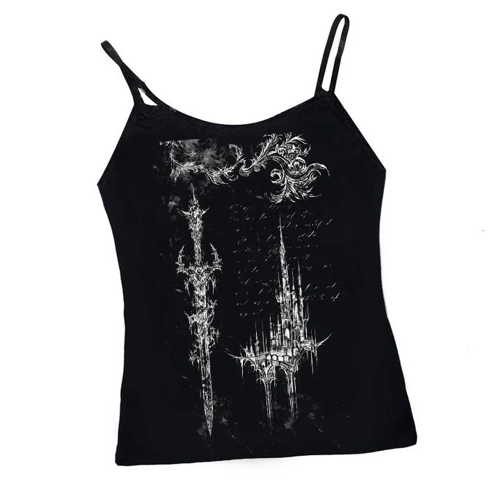 Anime Women Print Women Slim Crop Top Retro Casual Y2k Tops Streetwear Sexy Tanks Short Navel Female Camis Clothes Emo Girls 90s 260429