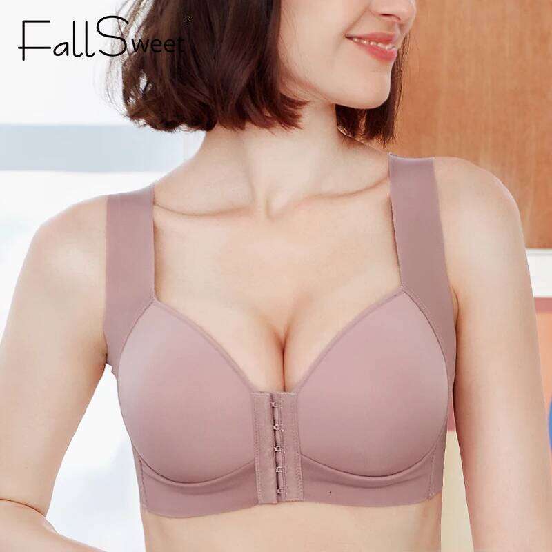 FallSweet Front Closure Bras for Women Plus Size Underwear Seamless Push Up Brassiere Vest Top Sexy Bra