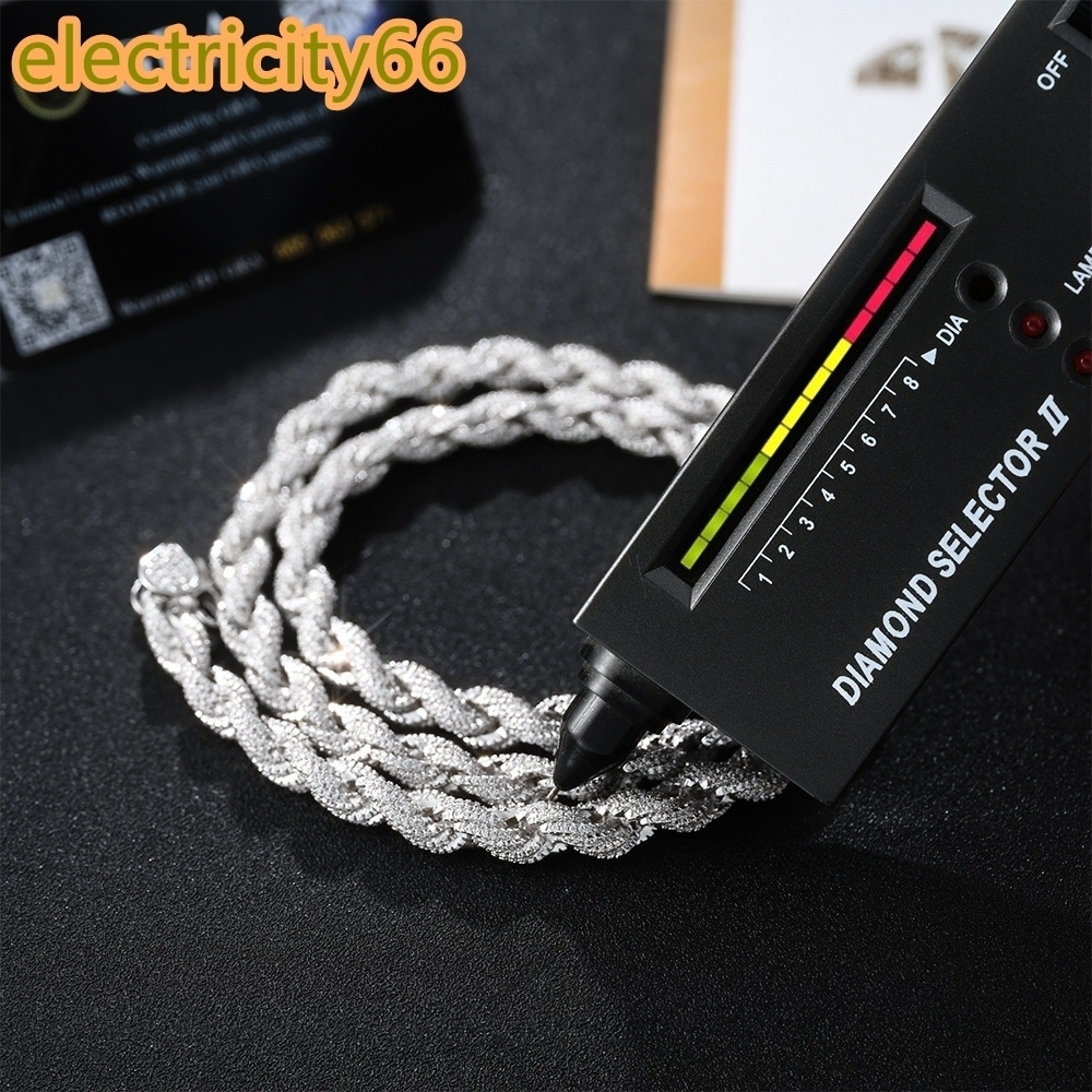 Fashion Hip Hop Jewelry Chains 14k 18k Gold Plated 10mm 925 Sterling Silver Iced Out Moissanite Diamond Rope Chain Necklace