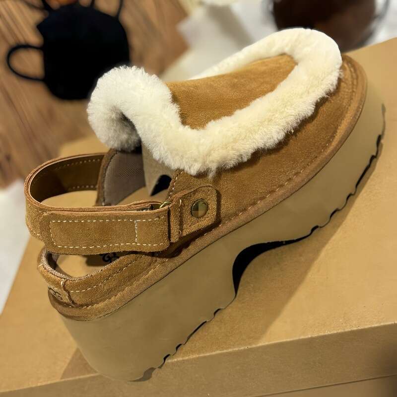 designer sandals slippers Jijitian Xiaojuan Furry Slippers with Velcro Thick Sole Snow Boots for Women Chunky Heel Slip-On Lazy Loafers G