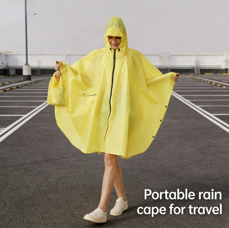 1 piece unisex fashion hooded raincoat lightweight waterproof zipper poncho for outdoor hiking cycling 260506