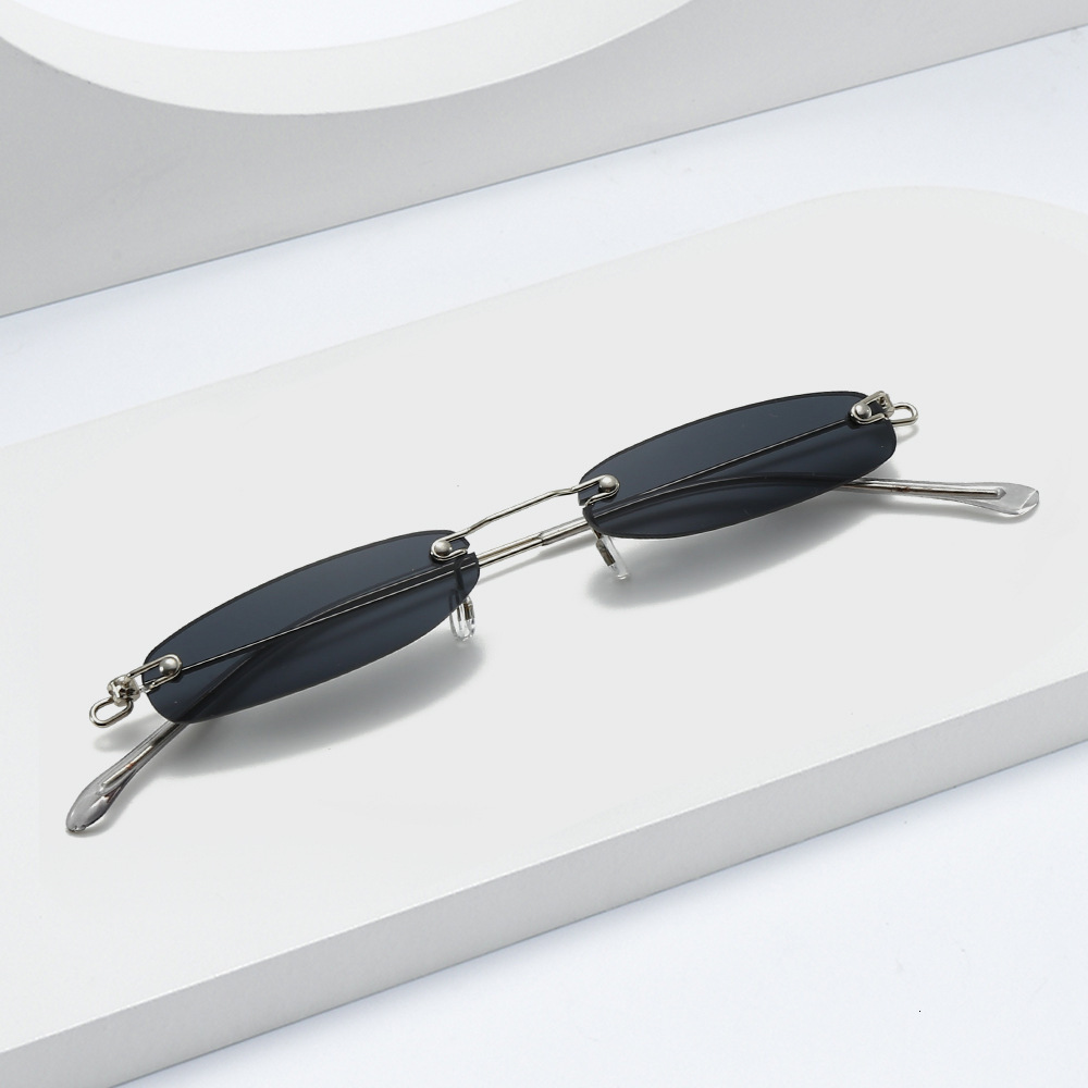 Free Shipping New Style Personalized Small-Frame Fashionable Frameless Trendy Sunglasses, Ultra-Light Versatile Mini Glasses