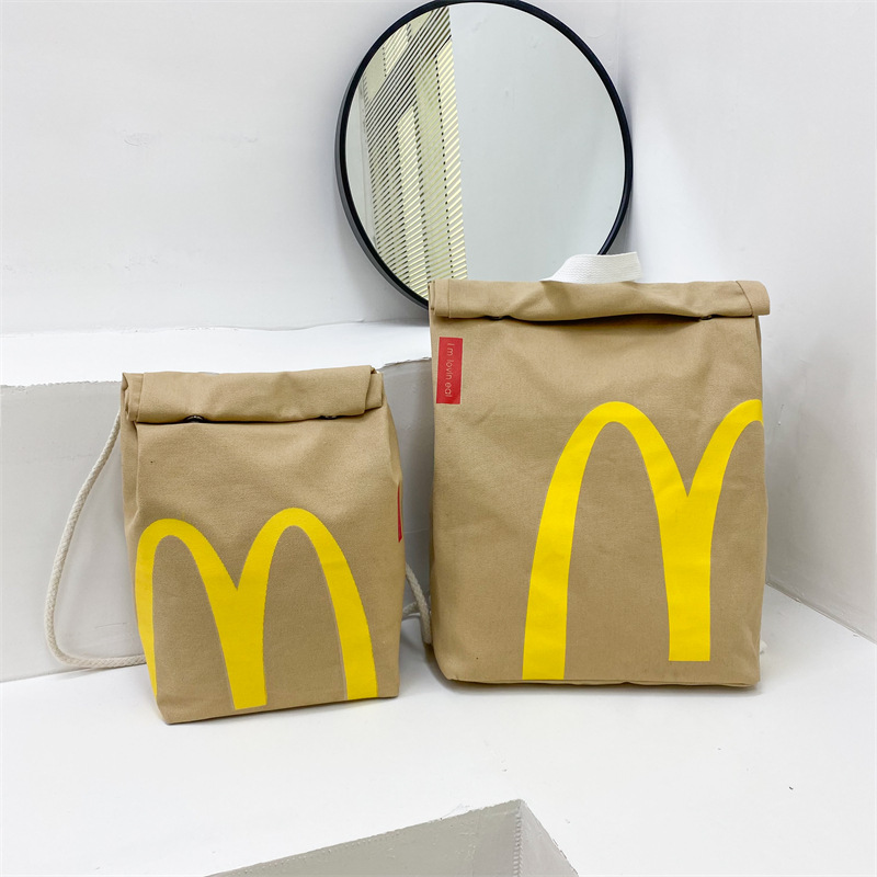 2026 New Luxury Designer Printed Paper Mcdonald's Backpack Creative Design Bucket Bag Free Shipping
