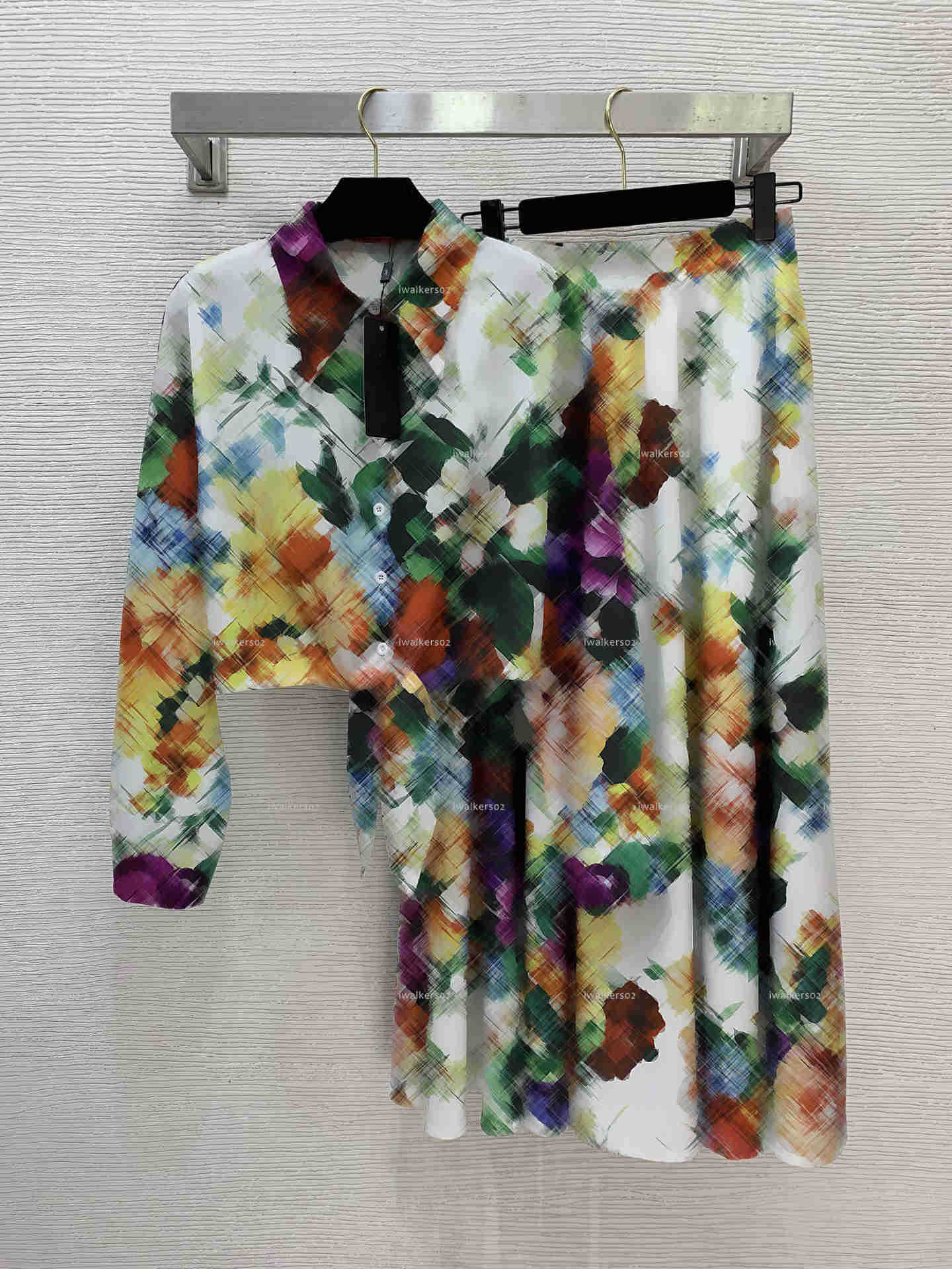 Classics Collar women set Summer lady dresses women designer clothes cropped long-sleeve shirt+long skirt A781X16N125-image-1104554768