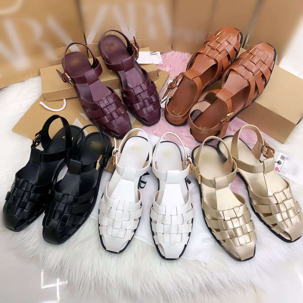 ZA's new European designer sandals slippers American plus-size trendy handmade woven slippers are simple and stylish, suitable for outdoor wear