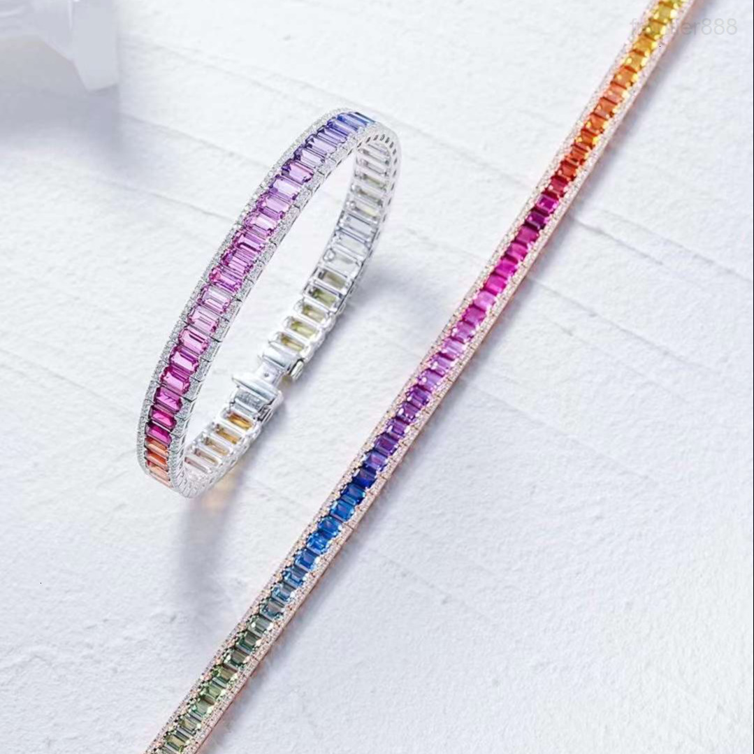 SGARIT Fine Jewelry Wholesale Rhodium Plated 925 Sterling Silver Womens Trendy Sapphire Bangle Bracelets-Party Wedding Gift