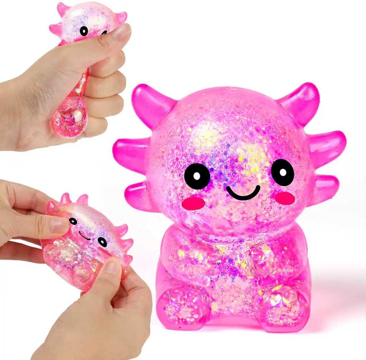 needoh pack Squishy Fidget Stress Axolotl Toy, Axolotl Squishy Malt Sugar Stress Balls for Adults Kids, Cute Animal Sensory Toys, Squeeze Stretch-image-1104579348