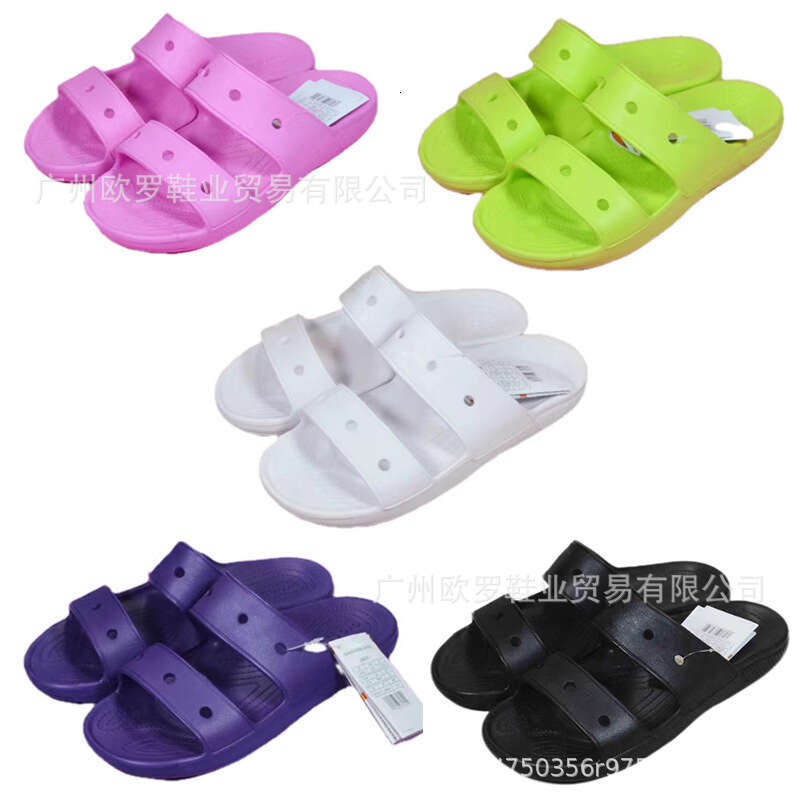 Double designer sandals slippers Strap One-Word Slippers New Classic Couple Women's Flat Summer Soft Sole Sandals Men's Shoes