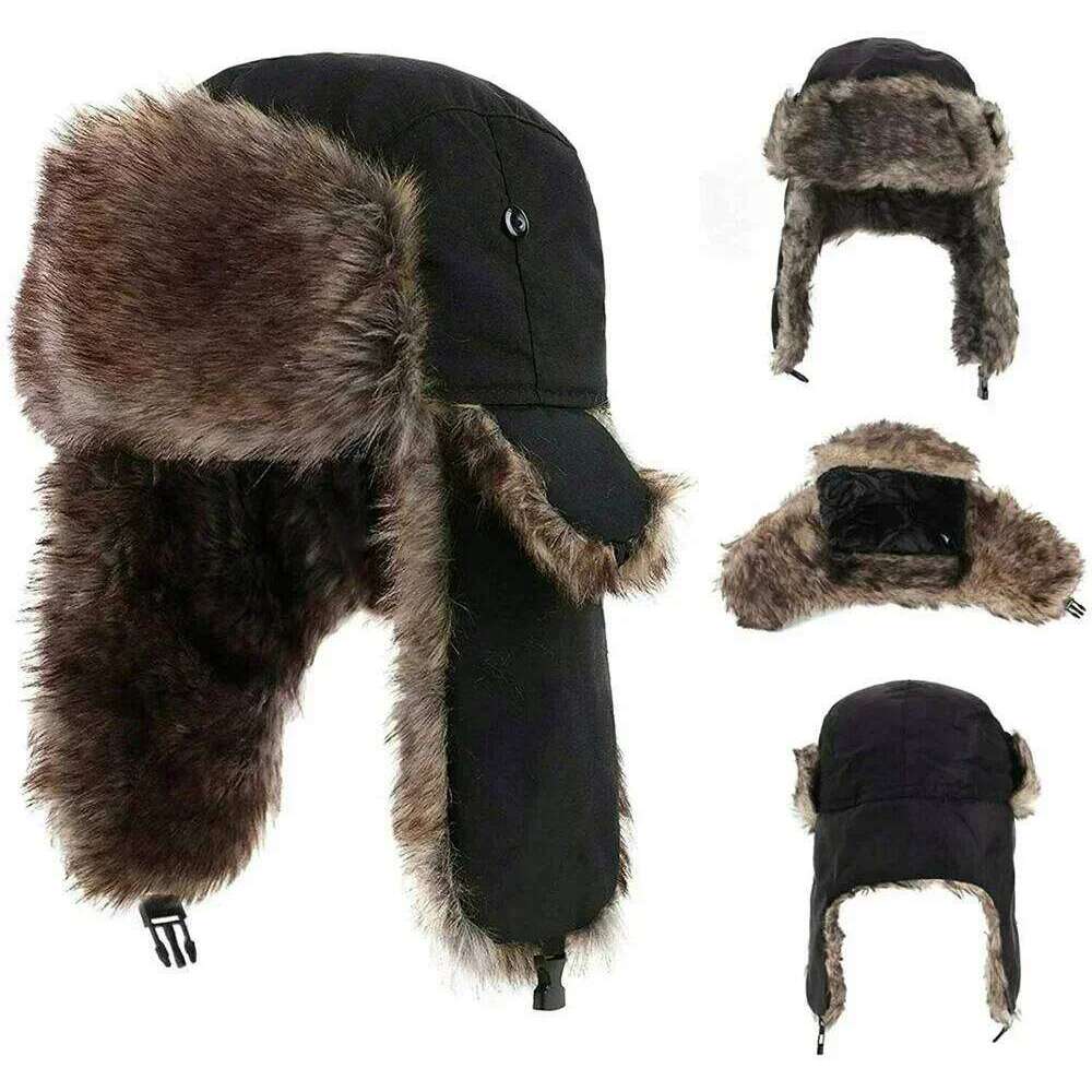 Unisex Warm Mens Women Trapper Cap Aviator Trooper Earflap Winter Flaps New Bomber Russian Ski Hat Faux Fur Hats