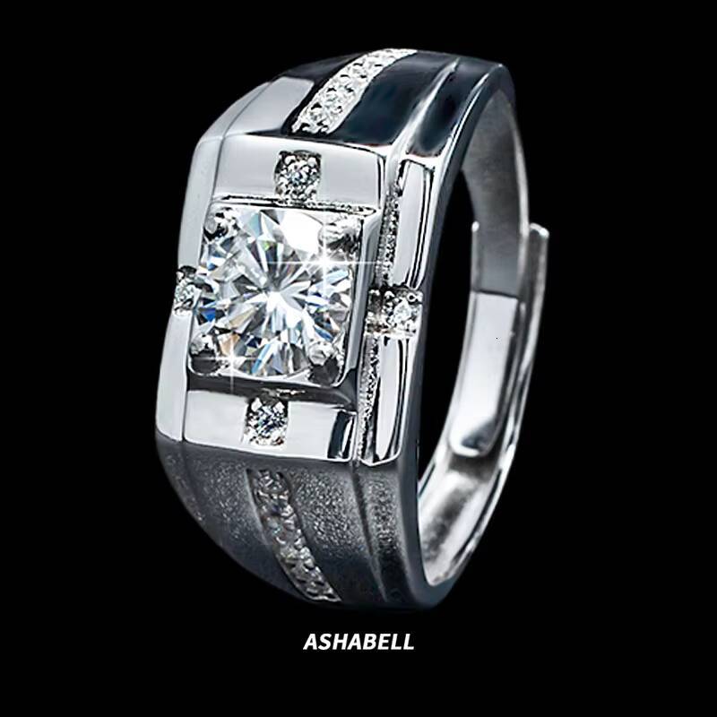 Luxury Can Pass test Pen 925 Silver Vvs D Color 1CT Moissanite Engagement Wedding Ring for Men