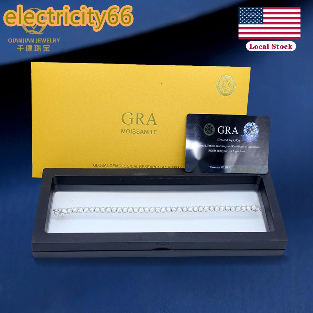 Unique Fast Shipping Luxury D Color VVS Moissanite Brilliant Cut Claw Setting Tennis Chain 925 Sterling Silver 3mm Bracelet GRA