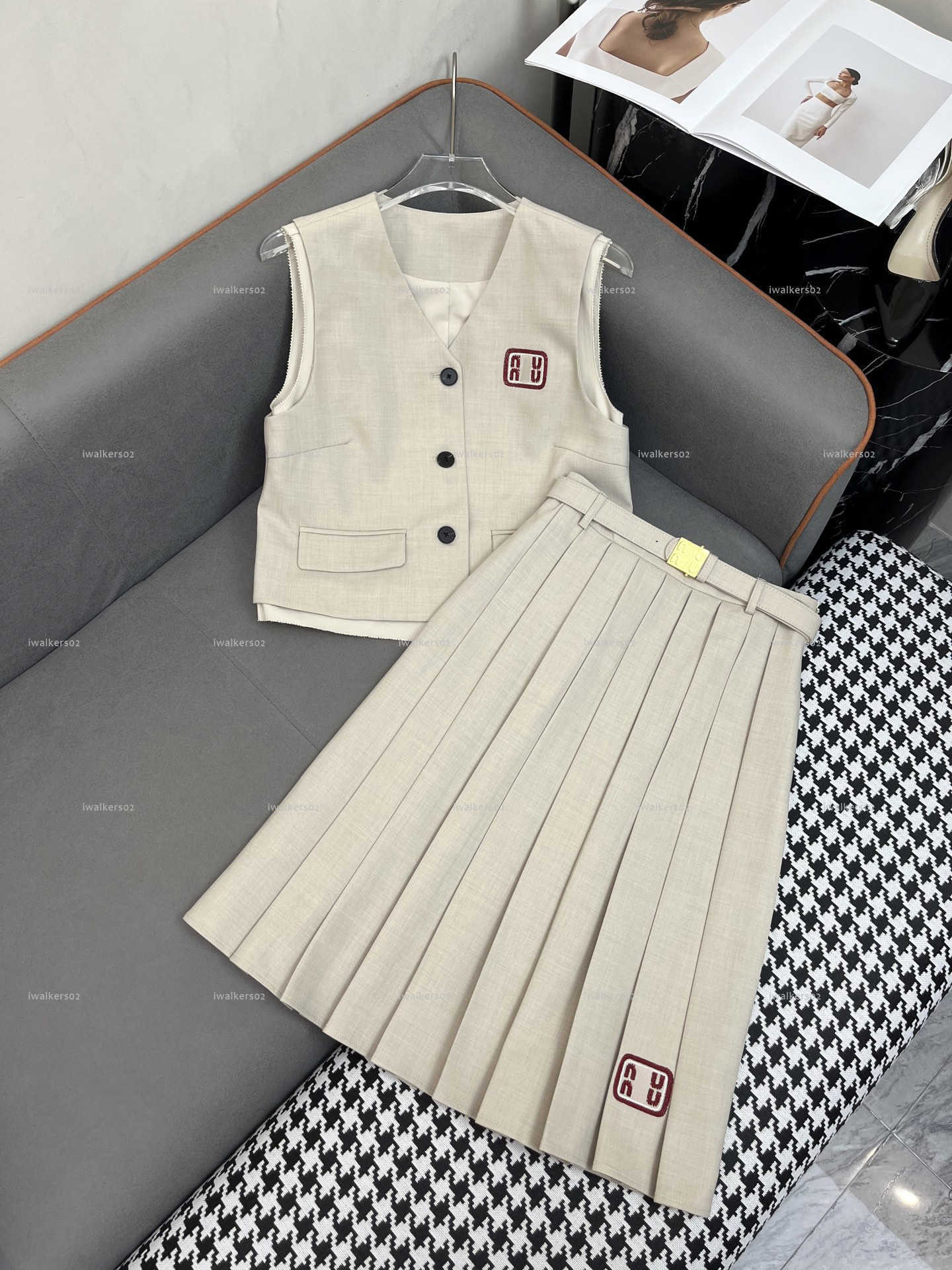 Classics Suit women dress set Summer lady dresses women designer clothes Zip-up drawstring Skirts A792X16N090-image-1104554853
