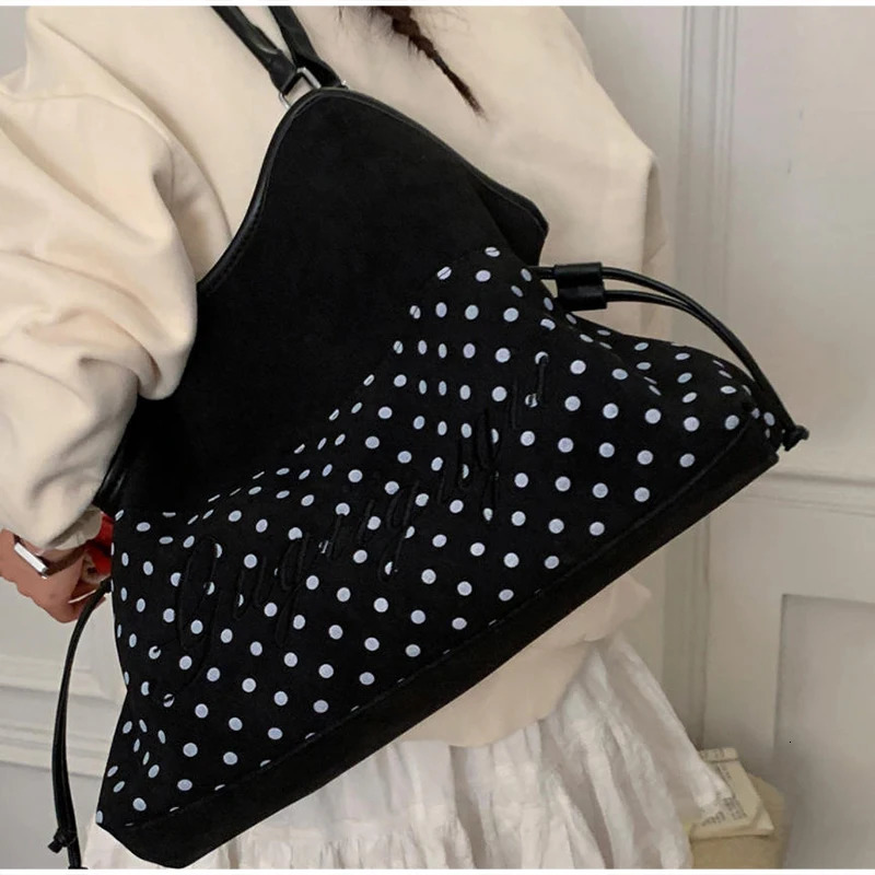 Y2k Womens Soulder Bag Fasion Sweet Polka Dot andbag Korean Casual Versatile Leopard Print Brown Frosted Tote Bags i260622 M260805