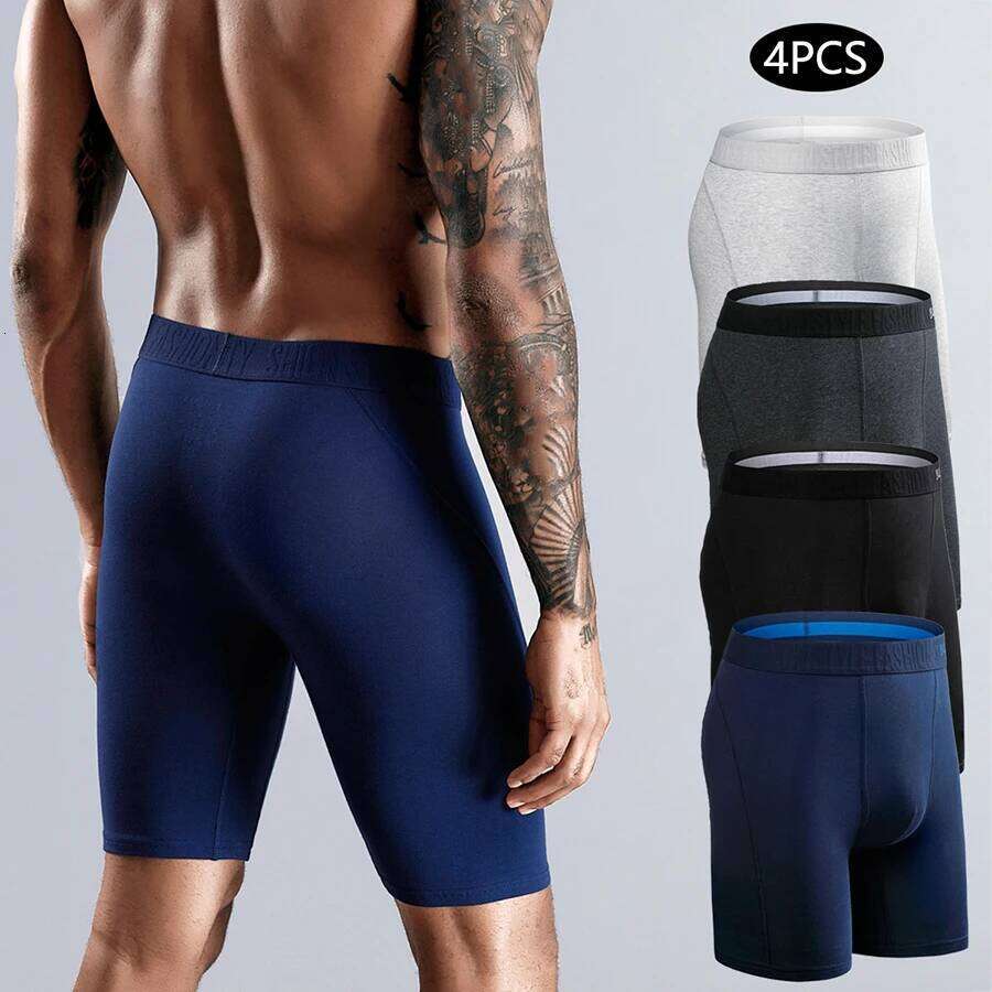 4pcs Long Leg Underpants Cotton long Boxers For Man Underwear Sexy Men Panties Brand Men's Boxer Shorts Male Trunks Gift