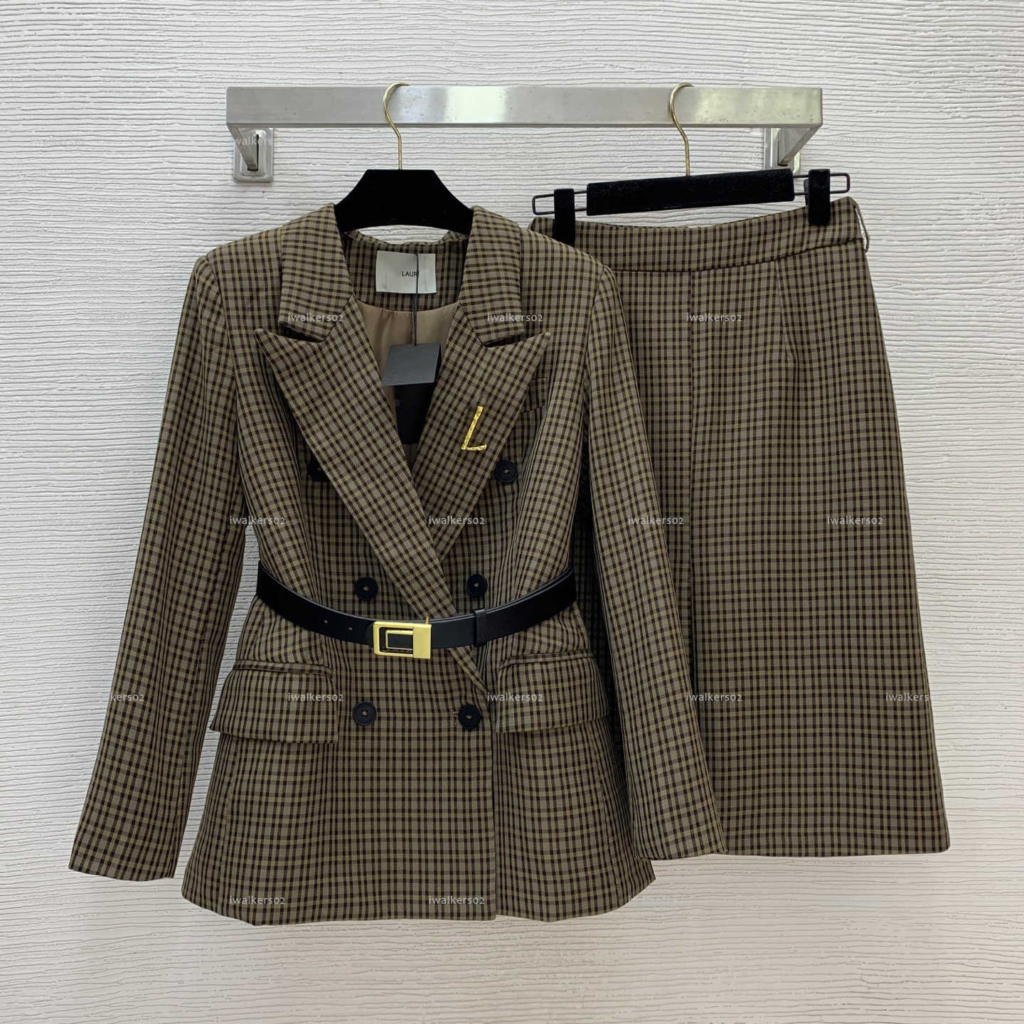 Classiques Commute femmes deux pièces ensemble printemps dame manteau femmes vêtements de marque blazer (avec broche) jupe taille haute avec cein