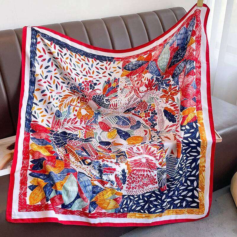 Brand Twill Silk Scarf Women Luxury Shawl Wrap 90cm Square Headband Print Neck Tie Female Hijab Satin Echarpe 2024 Bandana 26L0504