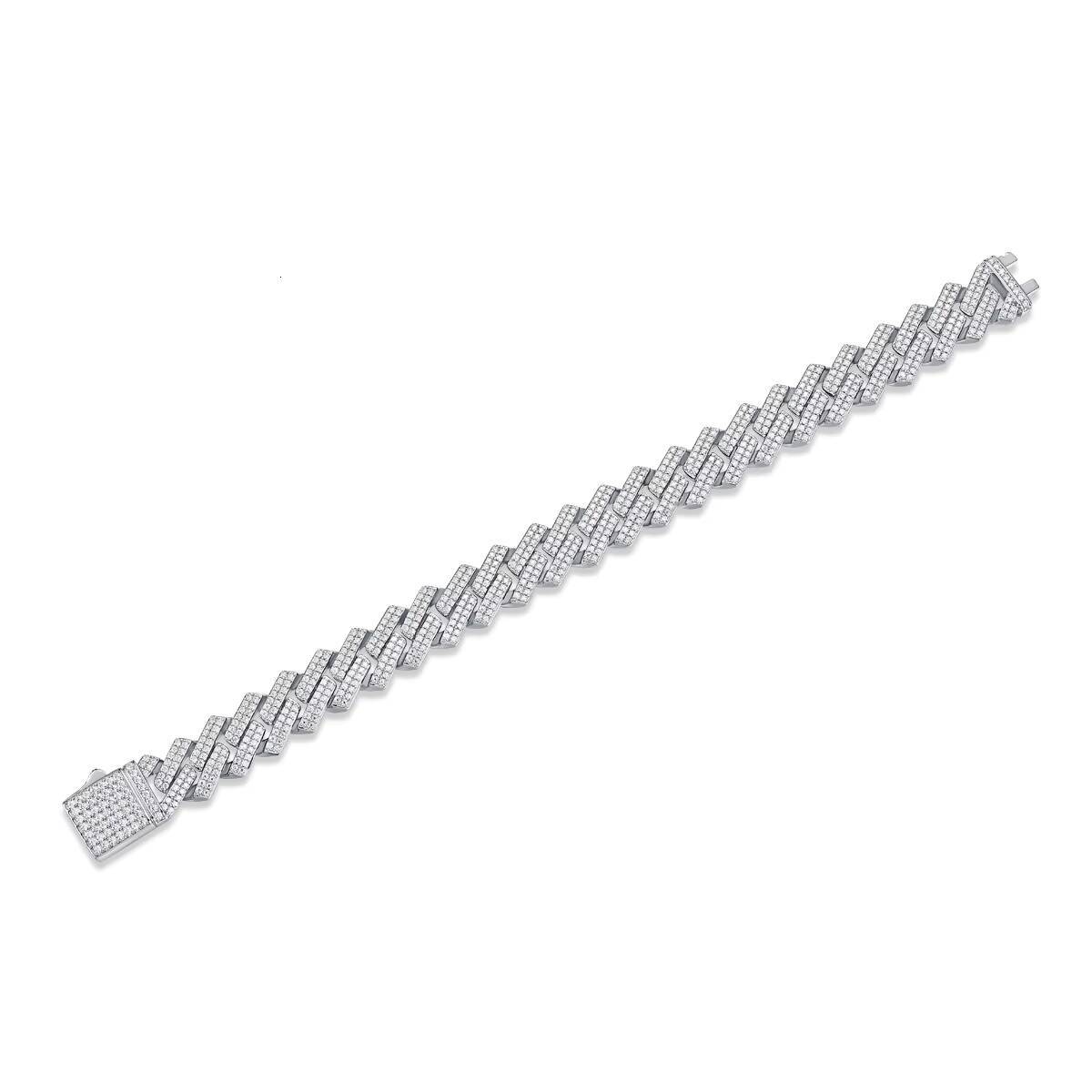 Wholesale Men Hip Hop 925 Sterling Silver GRA Certified VVS 10mm Width Plating White Gold Brilliant Cut Moissanite Bracelet