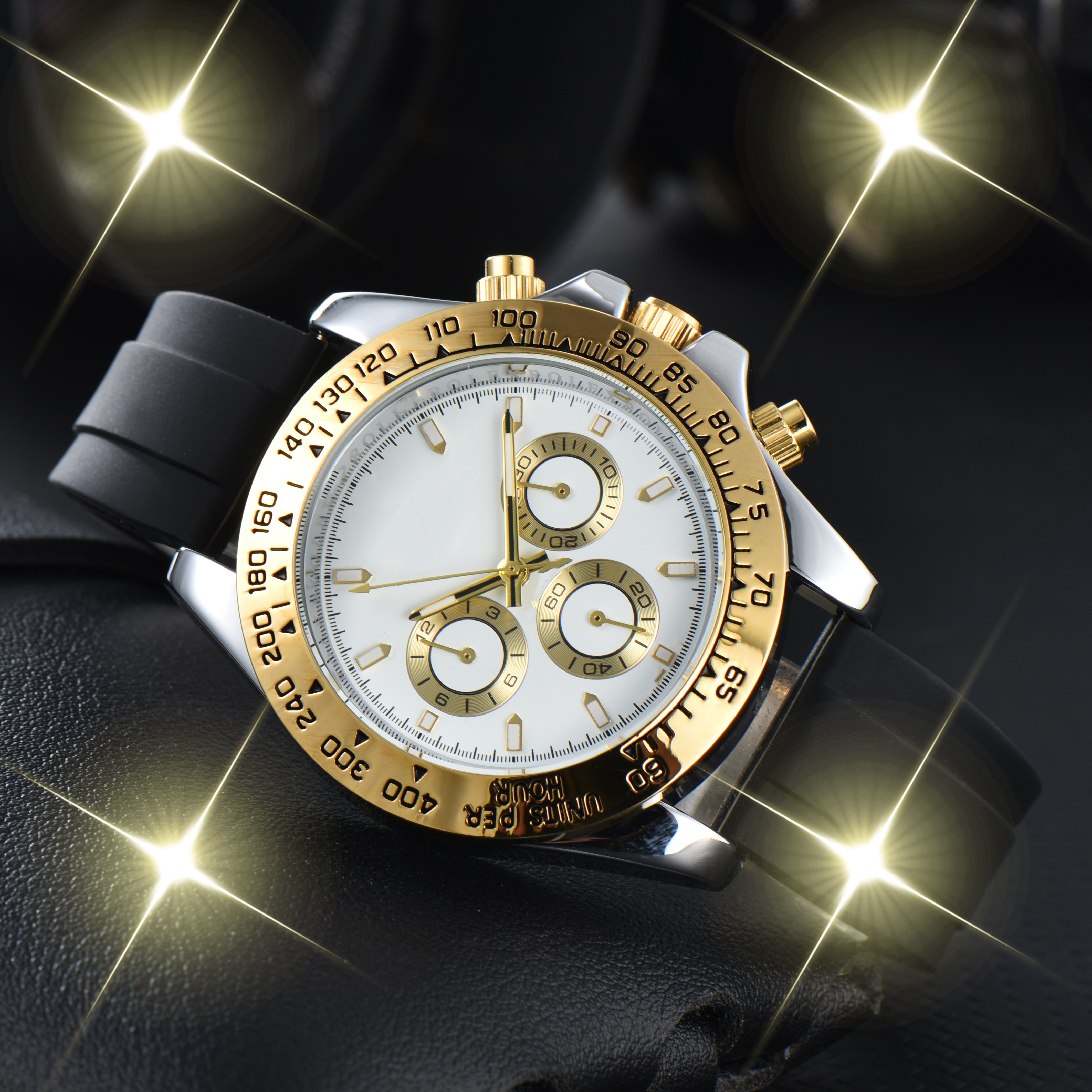 Mens DAYlity TONAlity quartz Movement watch multifunction Wristwatch Designers Men Watches Stainless Steel leather Strap Gold Wristwatches Montre de luxe 85 $34