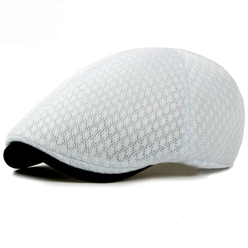 HT1377 Korea Style Summer Sun Cap Hats Plain Solid Black White Grey Cabbie Flat Caps Breathable Mesh Men Women Beret Caps 260430BJ