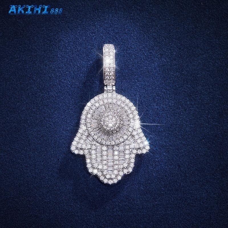 Gallerley Jewelry Custom Iced Out Mens Hip Hop Style 925 Silver GRA Certified Sterling Silver VVS Moissanite Hamsa Pendant