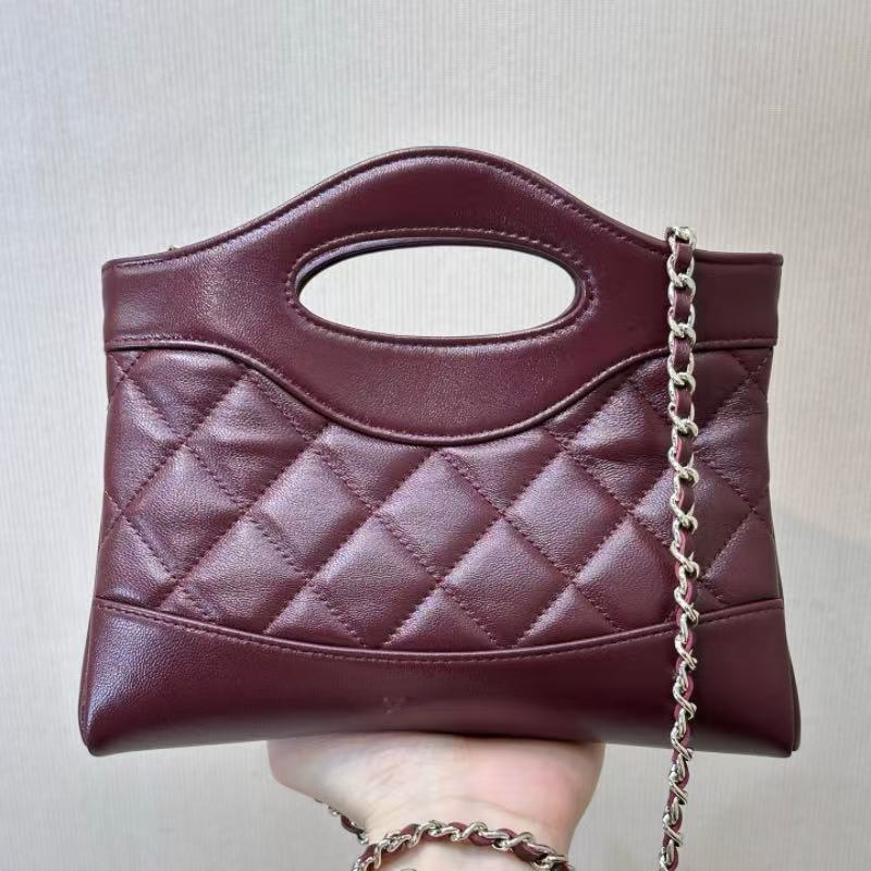 RC77012 Wine Red Quilted Leather 31 Style Handbag Women Designer Chain Crossbody Bag Top Handle Purse For Party Wedding
