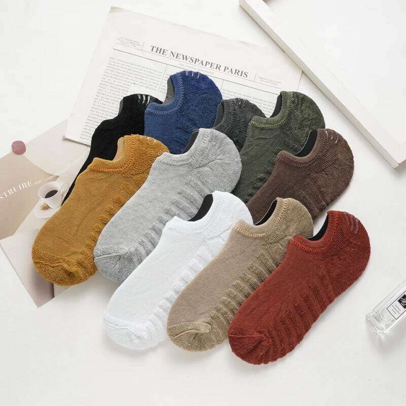 High Quality Men's Short Cotton Socks Crew Ankle Casual Soft Low-Cut Non-Slip Breathable Summer Autumn Sock