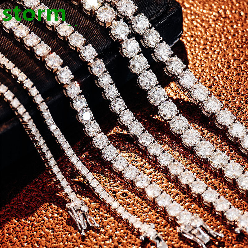 HY Hot Selling 2mm 3mm DEF Moissanite Round Moissanite Diamond Tennis Chain Wedding Necklace for Men Women