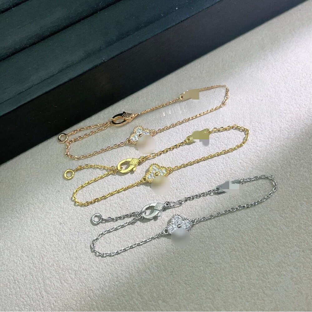 designer bracelets new models of V an cle ef Real Shot High-Quality Clover Mini Single Flower Bracelet 18KJ Gold Plated Detailed Matching Jewelry