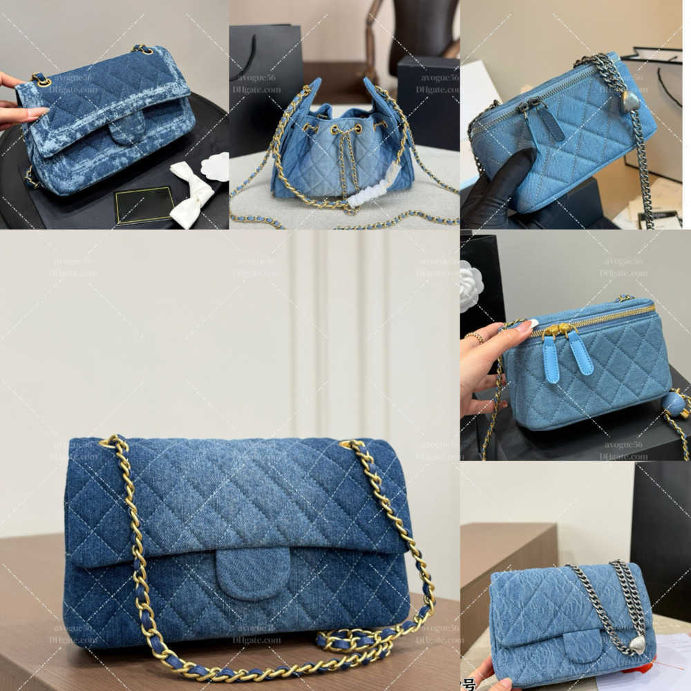 Sac en denim bleu de créateur de luxe à la mode Flap Sqaure Quilted Camellia Sac à rabat classique Sacs à bandoulière en chaîne Femmes Sac à chaî