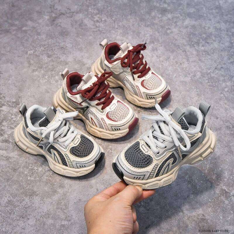 2026New Children's Boys Girls Chunky Sneakers Kids Hiking Tennis Running Shoes New Toddler Lightweight Breathable Casual Trainers I01156 26H050