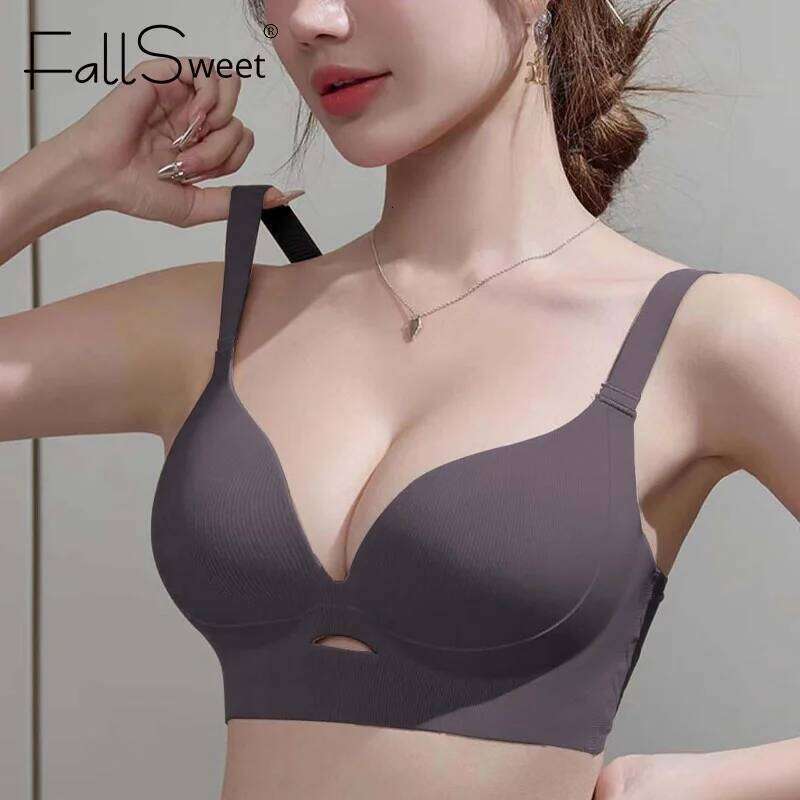 FallSweet Plus Size Bra for Women Push Up Seamless Wireless Bras Sexy Hollow Out Lingerie Thin Brassiere Femme 34-46CD Cup