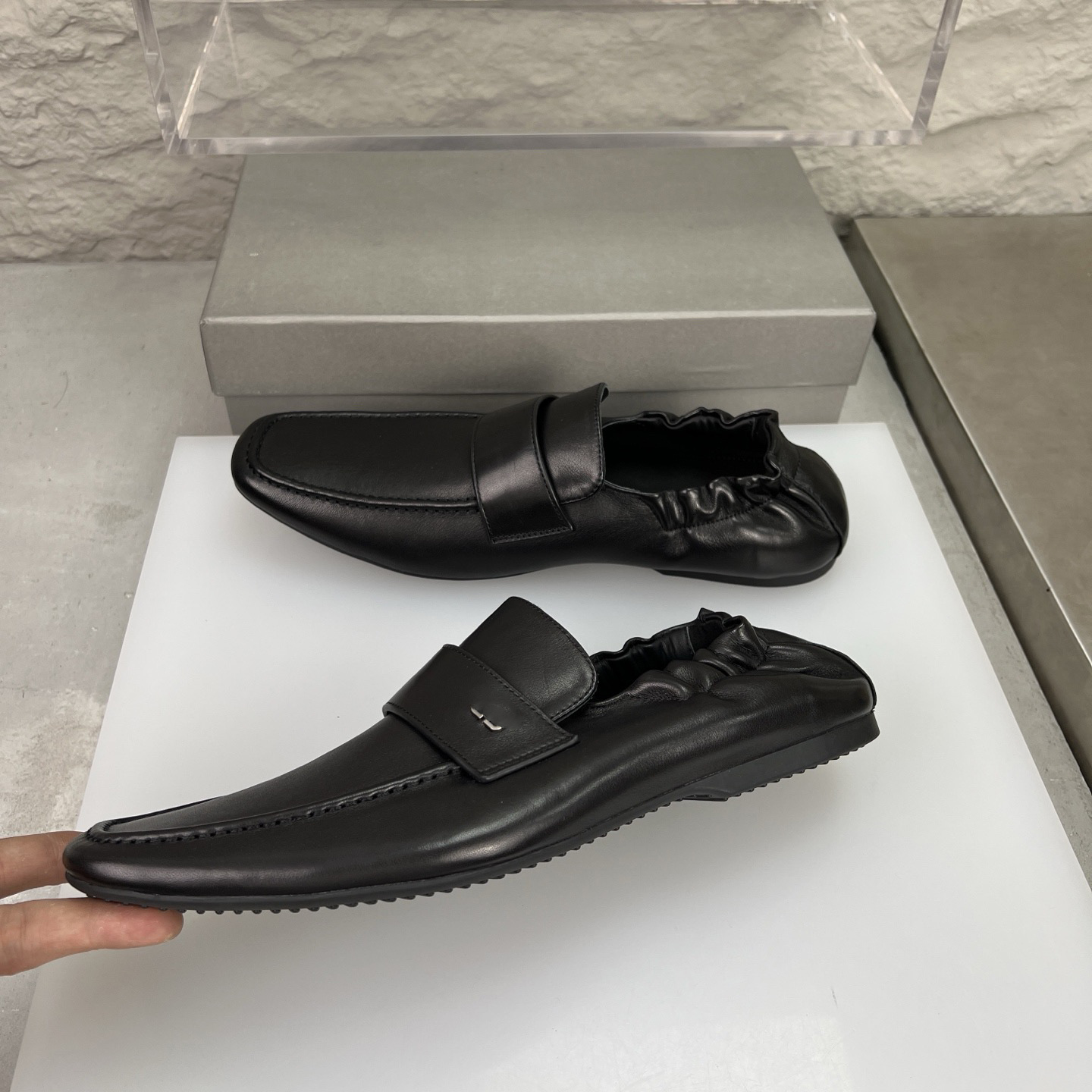 designer men's Paris double BB Loafers in black goatskin soft calfskin suede loafers Size 39-45