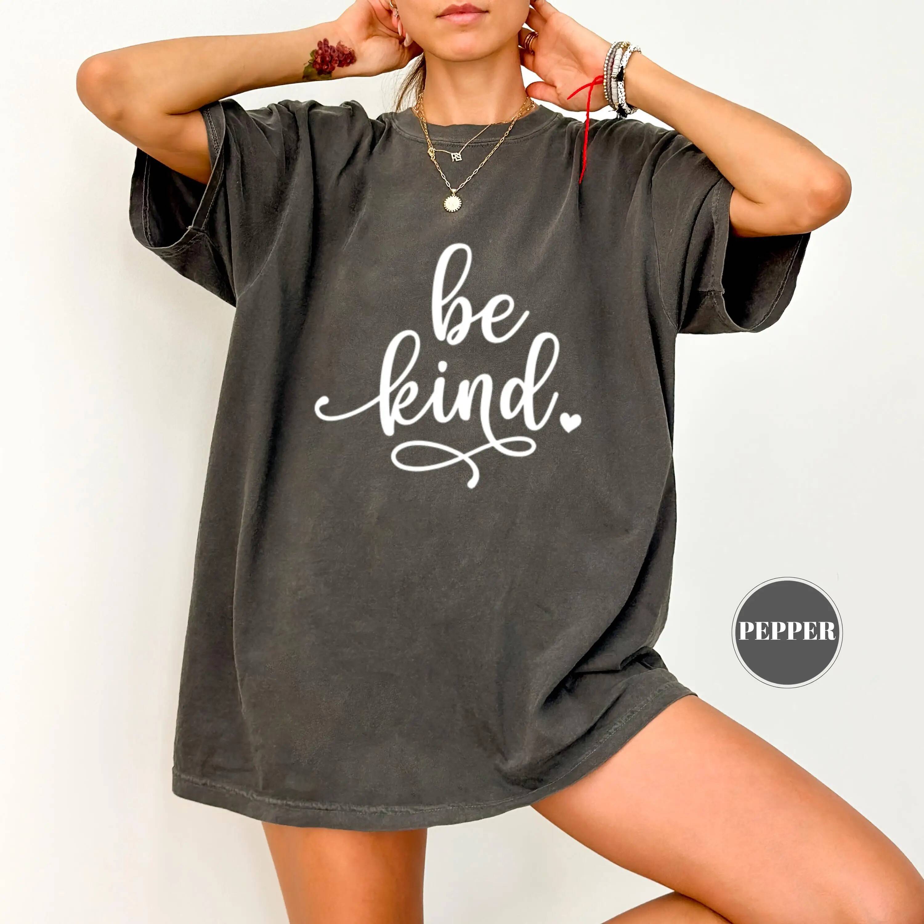 Plus Size Women's Be Kind Print T-Shirt Pure Cotton Breathable Stylish Versatile Street Style Streetwear Oversized dongdumaoyi