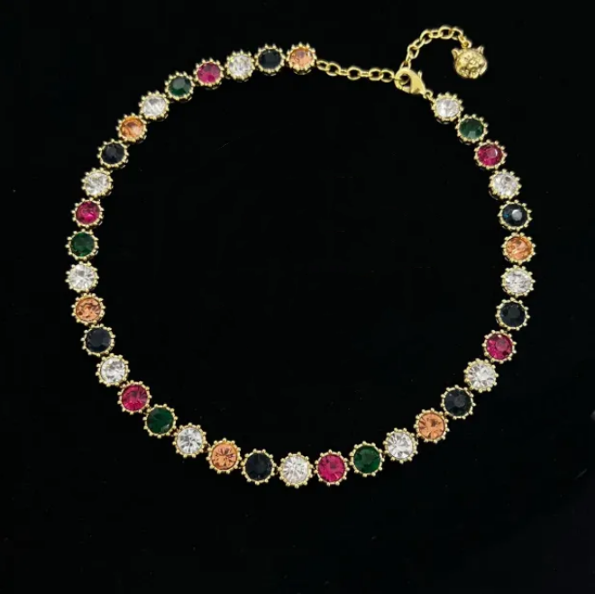 Designer Bracelets Women Bangle Wedding party jewelry necklace set Luxury gemstone inlaid bracelet vintage Long necklace for Elegant Charm Lady with