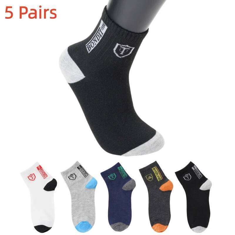 5 Pairs/Lot Men's All-Season Mid-Calf Casual Versatile Fashionable Business Comfortable Breathable Sports Socks