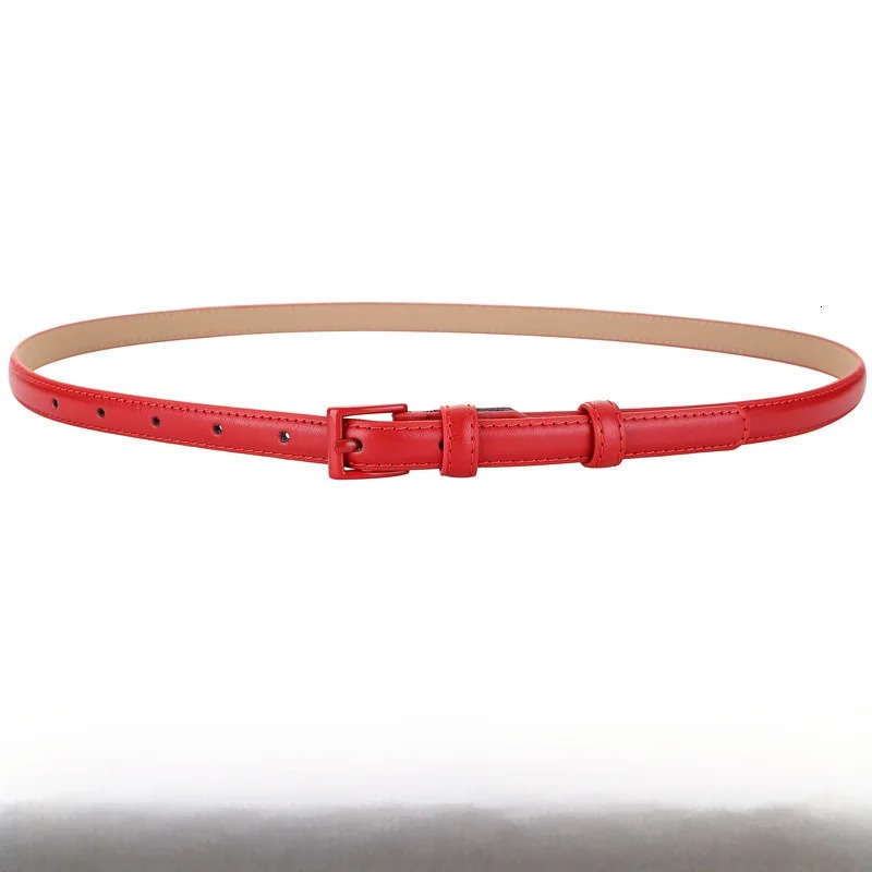 Leather Belt Womens Thin Belt Decorative Casual Versatile Dress Shirt Waist Cinch Small Belt Leisure Knot Pants Red 260430BJ