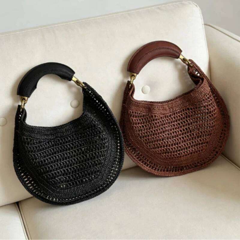 10A top Bags Luxury Crescent Shaped Woven Handbag Stylish Hollow Women's Underarm Casual And Versatile Straw Beach Vacation Bag Hot Selling BAO