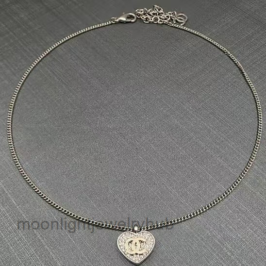 Designer Jewelry channels necklace double C necklace small diamond-embellished double-layer letter pendant engraved collarbone chain cc necklace