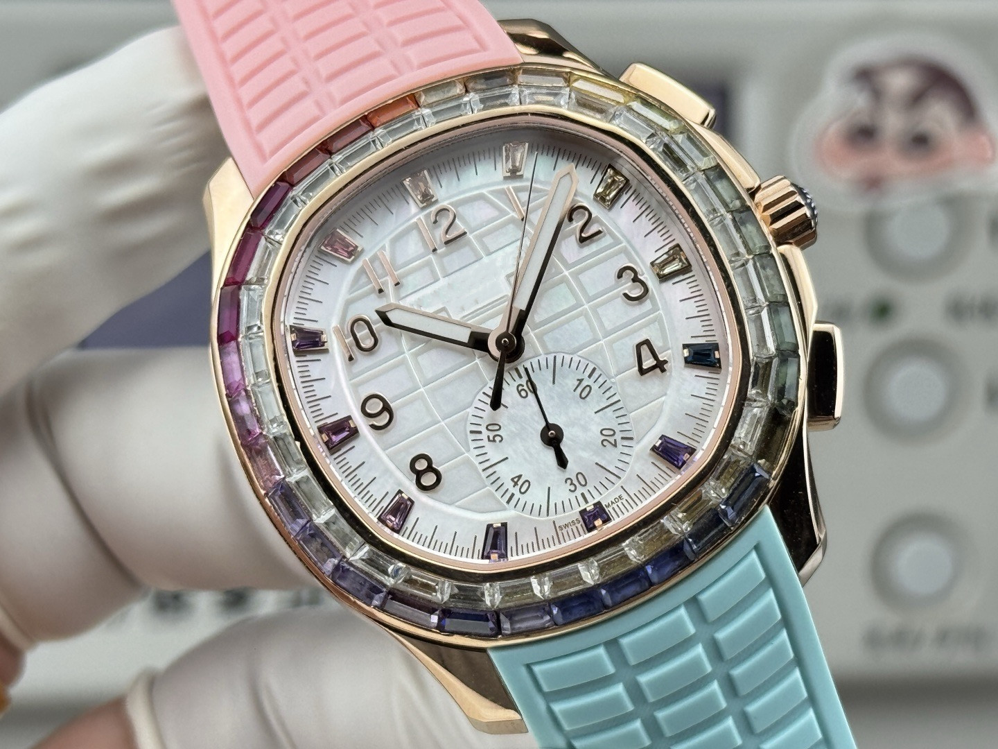PPM 7968 Full-automatic mechanical watch Size 399 mm with CH28-520 self-winding mechanical movement Sapphire glass mirror steel case Rubber strap $1106