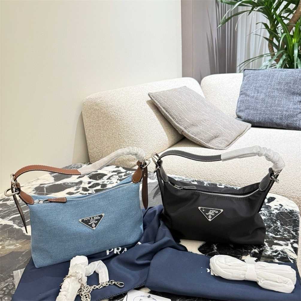 Designer Bag 2026 New P-brand Nylon Denim Lunchbox Bag Underarm Bag Chain Crossbody Shoulder Bag Womens Dumpling Bag
