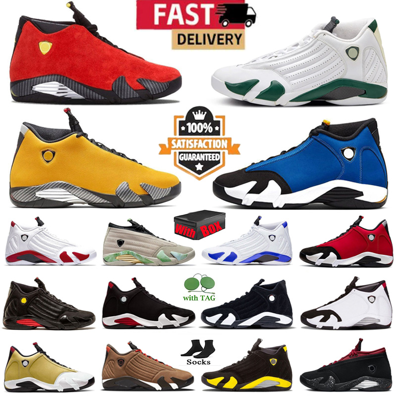with box Design 14s Basketball Shoes Forest Green Challenge Red University Gold Laney Fortune Men Women Daily Outfit high quality Sneakers 40-47