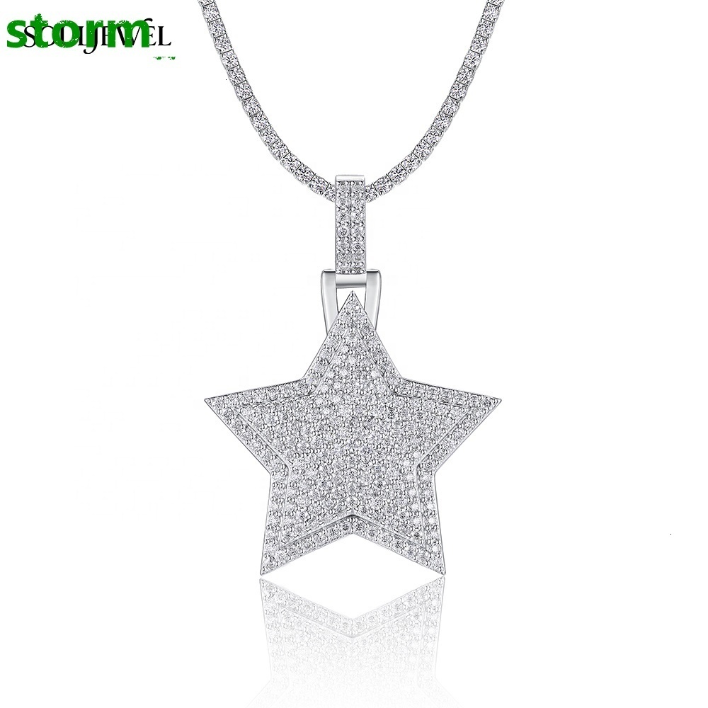 Souljewel Star Shape D Color VVS Moissanite Pendant GRA Certified S925 Sterling Silver Women Men Hip Hop Luxury Party Jewelry