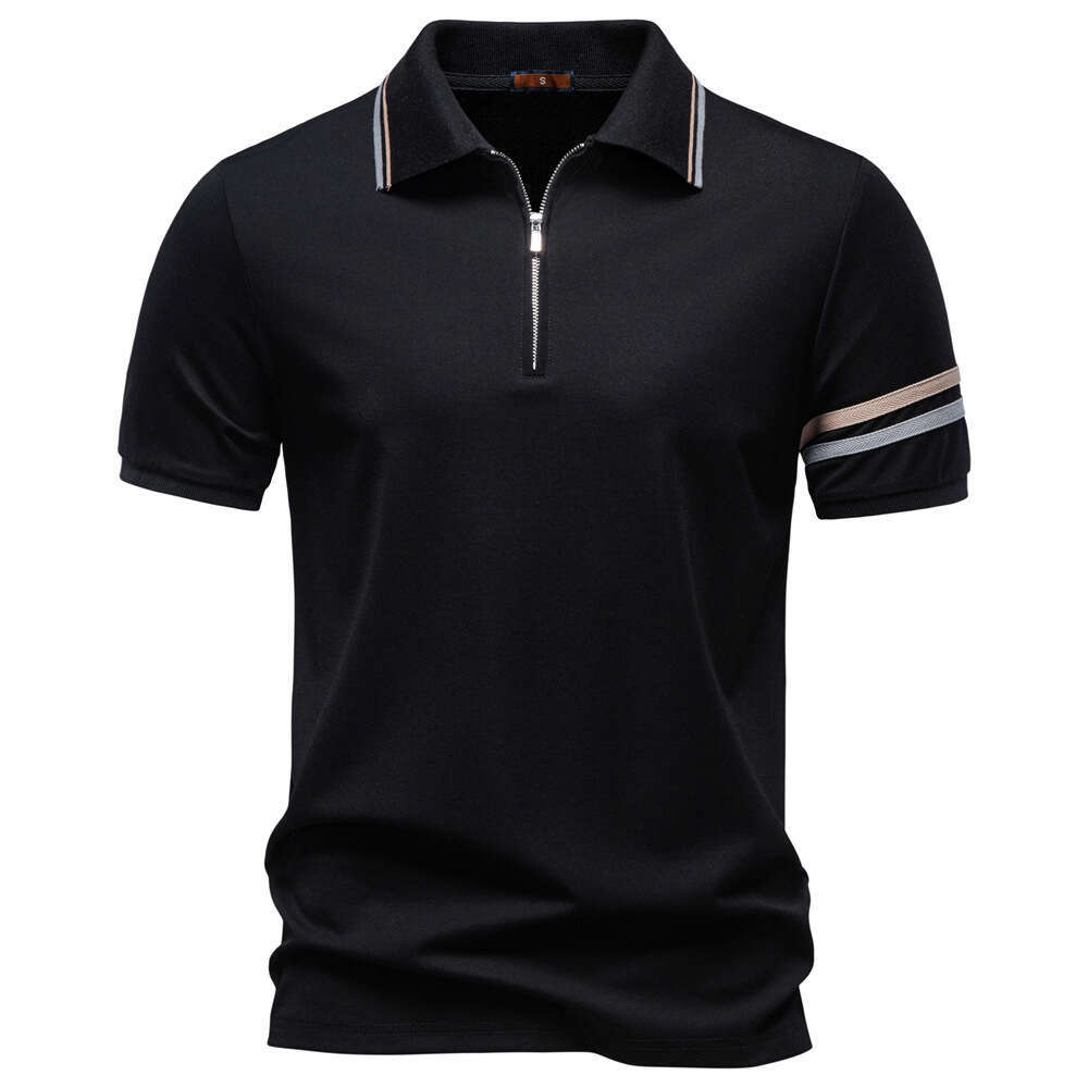Designer 2026 2026 Spring/summer New Style Turn-down Collar Zipper European Size Business Casual Men's Tencel Short Sleeve Polo Shirt Luxury Fr