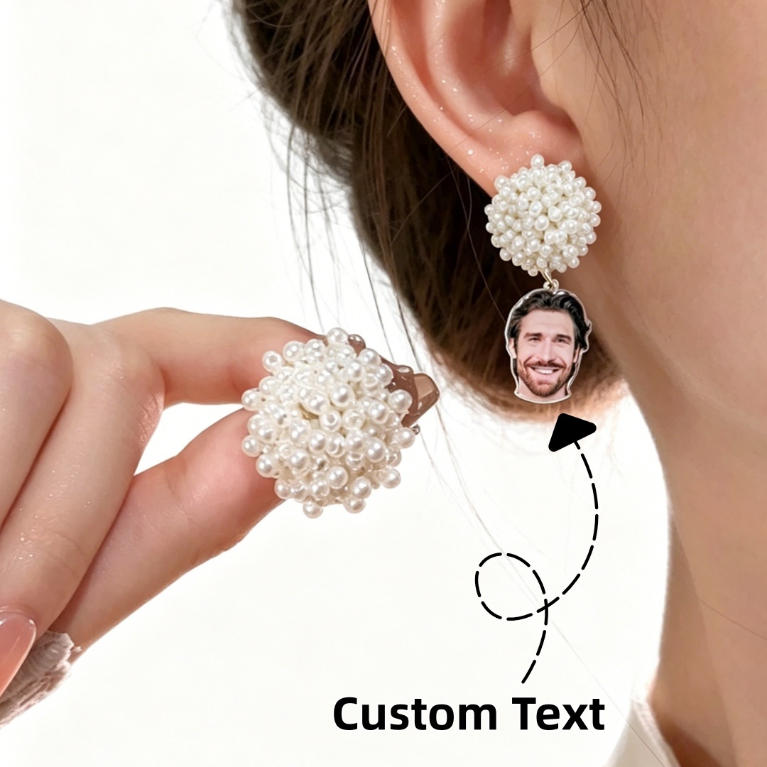 3UMeter Custom Personalized Pendant Stud Earrings Simple Pearl Acrylic Earrings As Gift High-Definition Color-Printed Acrylic Pendant Women Fashi-image-1104559989