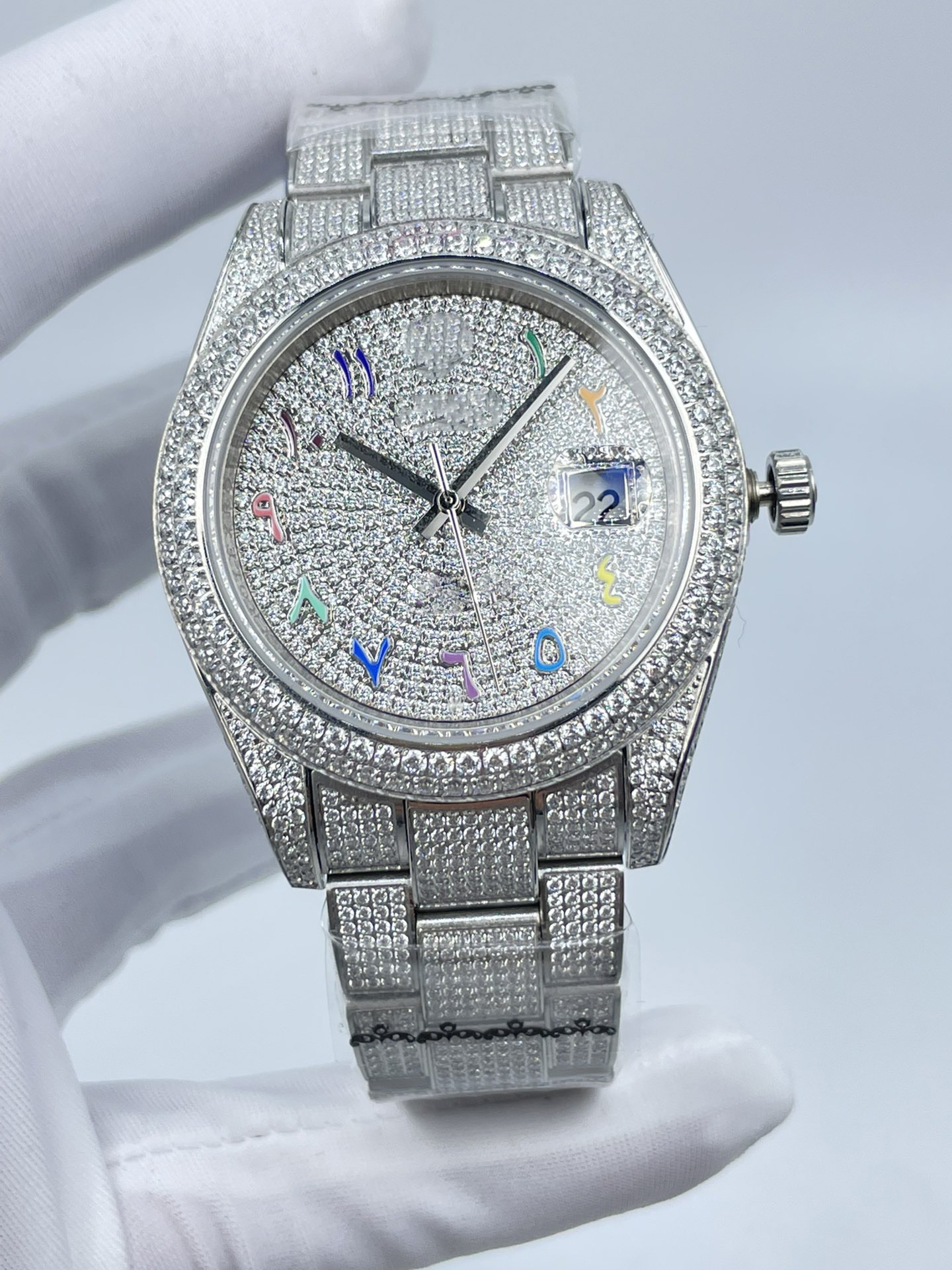 3 style men's wrist Watches 41mm RAINBOW Arabic Script Diamond dail 126334 126333 126300 Mechanical full Diamond Clasp Stainless Steel mens wat
