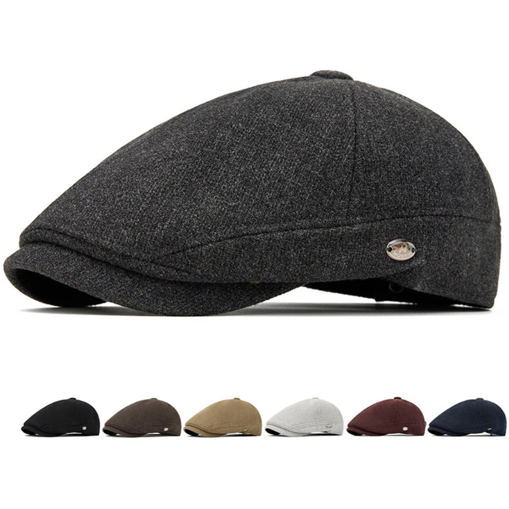 HT5030 Berets Thick Warm Winter Caps for Men Women Vintage Wool Beret Hat Male Female Adjustable Flat Cap Octagonal Beret Caps 260430BJ