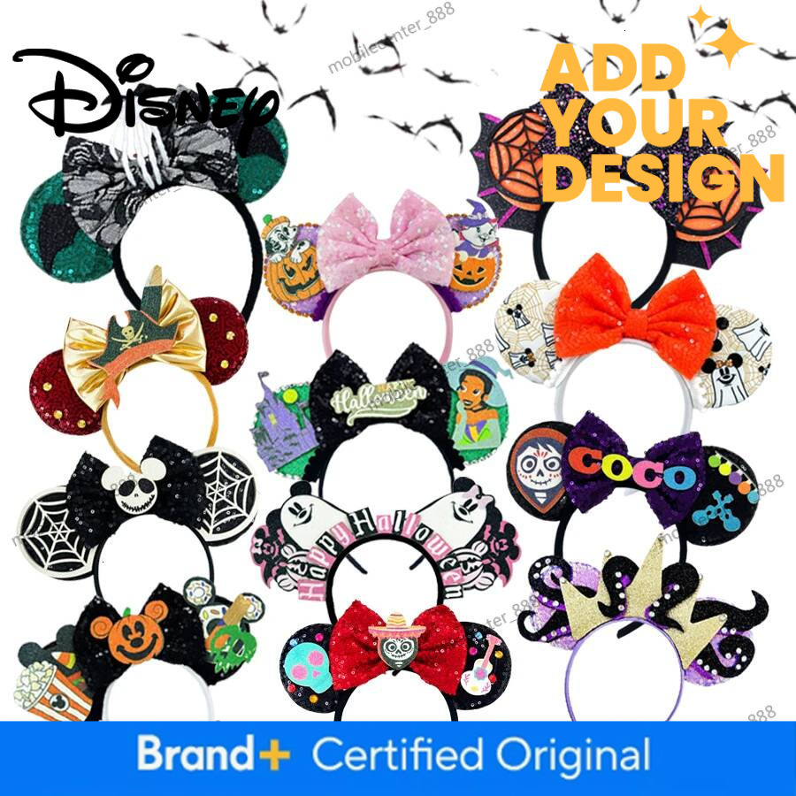 Designer Disney New Halloween Ghost Bat Skeleton Headband For Girls Kids Women Cosplay Hairbands Mickey Mouse Ears Headbands Hair Accessories Luxury