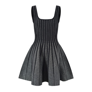 (449) Simple design sleeveless knitted dress for women, summer style, frayed edges, slim fit, sexy short skirt