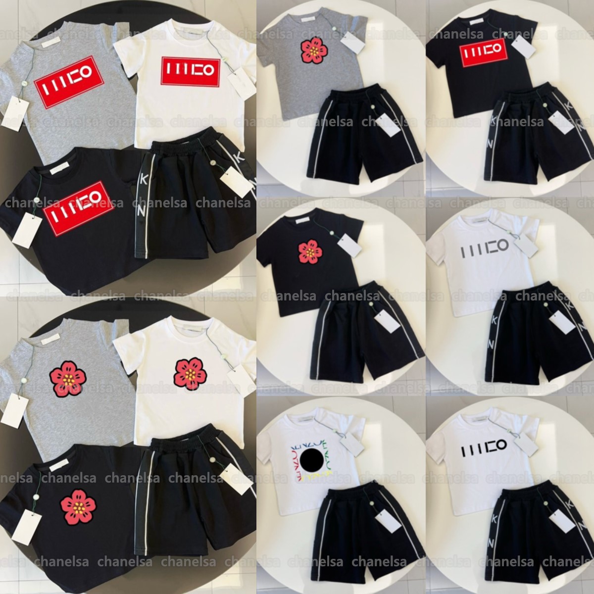Designer kids Clothing Sets toddler clothes T-shirts shorts set baby children infant boys girls black white casual summer suit-image-1104659411